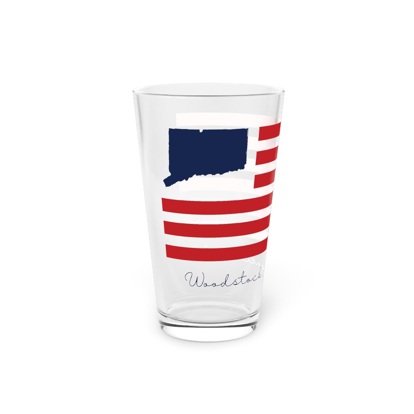 Woodstock Connecticut Flag Pint Glass, 16oz