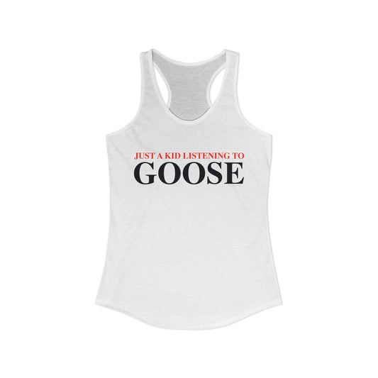 Just a kid listening to Goose - Blue & Orange Women's Ideal Racerback Tank Top