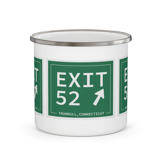 Vintage Exit 52  Merritt Parkway Sign Enamel Camping Mug