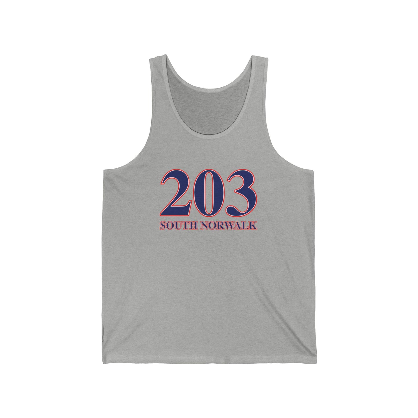 203 South Norwalk Red, White & Blue Unisex Jersey Tank Top
