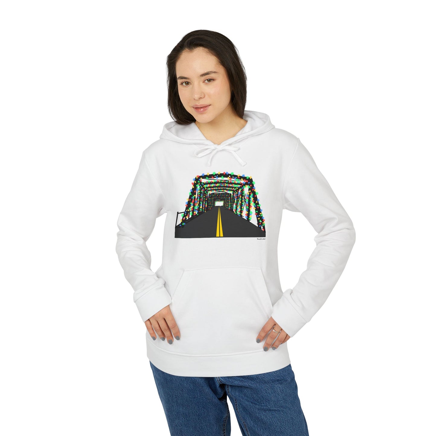 Saugatuck Bridge Lights adidas Unisex Fleece Hoodie Sweatshirt