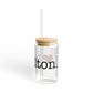 I Heart Wilton. Glass Can with Straw and Lid, 16oz