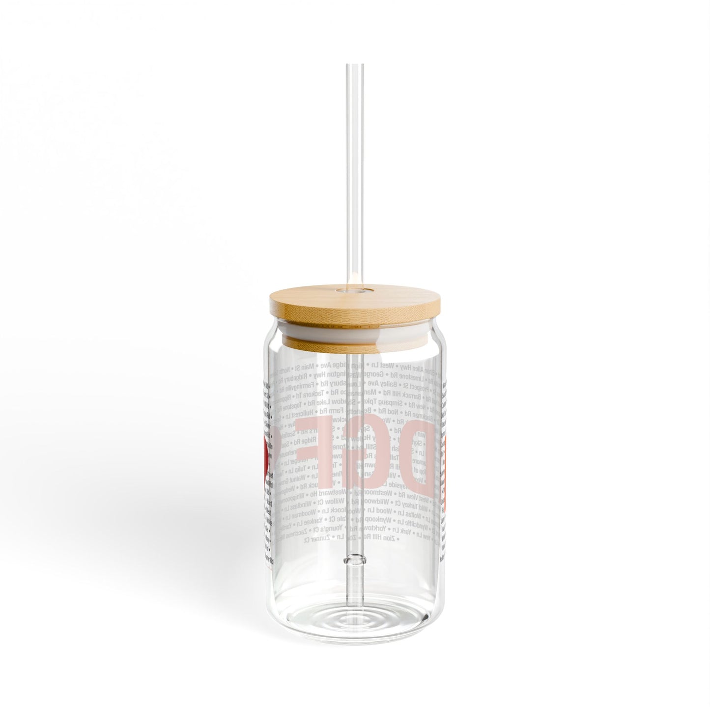 Ridgefield Love Glass Can with Straw and Lid, 16oz