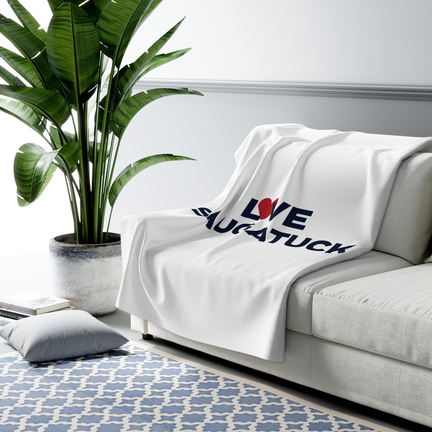 Love Saugatuck Sherpa Fleece Blanket