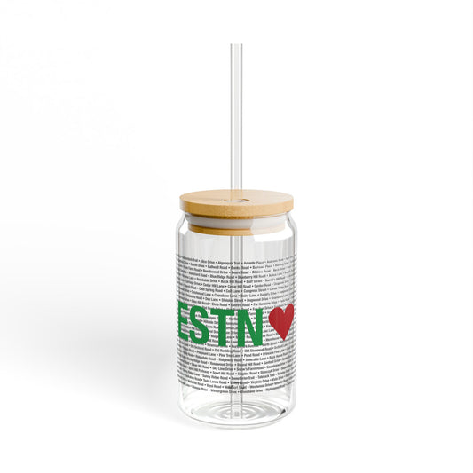 Easton Love Glass Can with Straw and Lid, 16oz