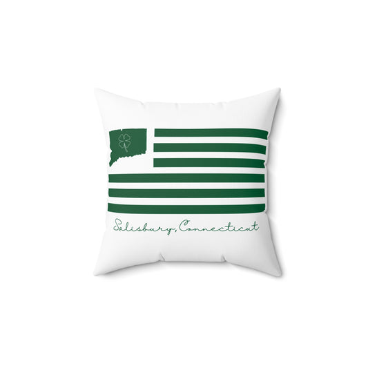 Salisbury Connecticut St. Patrick’s Day Flag Spun Polyester Square Pillow