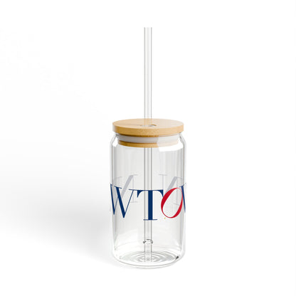 41 Tilt Newtown Glass Can with Straw and Lid, 16oz