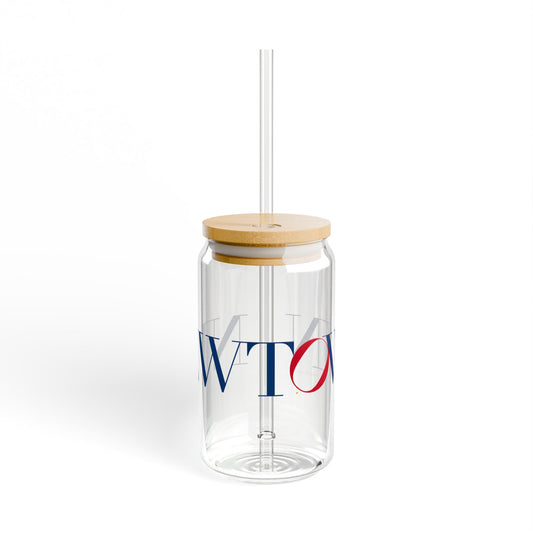 41 Tilt Newtown Glass Can with Straw and Lid, 16oz