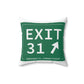 Vintage Exit 31 Merritt Parkway Sign Spun Polyester Square Pillow