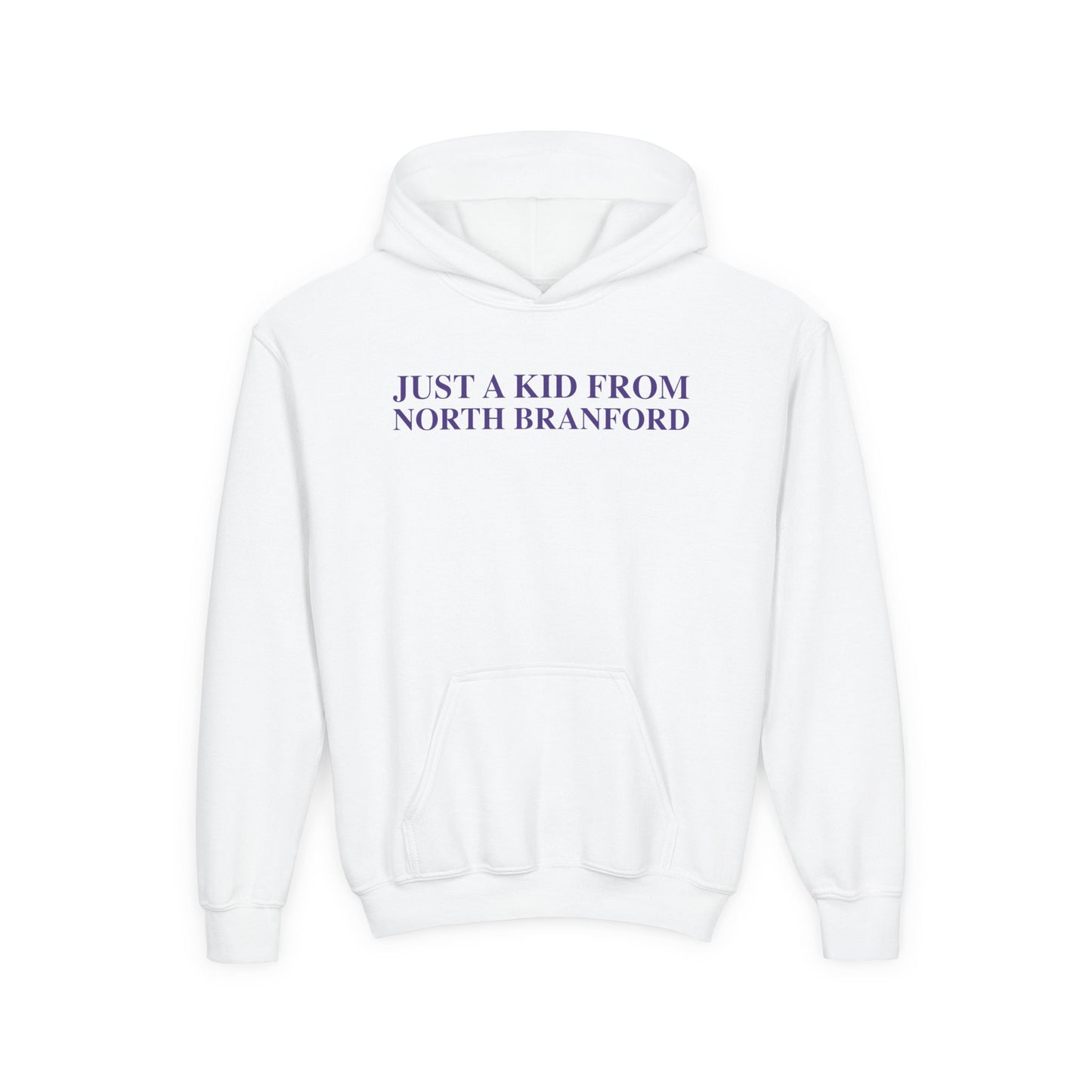 Just a kid from North Branford Youth Heavy Blend Hooded Sweatshirt