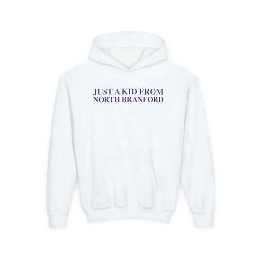 Just a kid from North Branford Youth Heavy Blend Hooded Sweatshirt