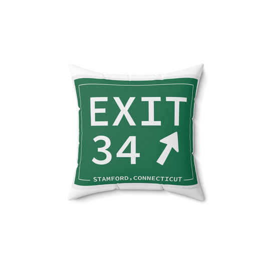 Vintage Exit 34 Merritt Parkway Sign Spun Polyester Square Pillow