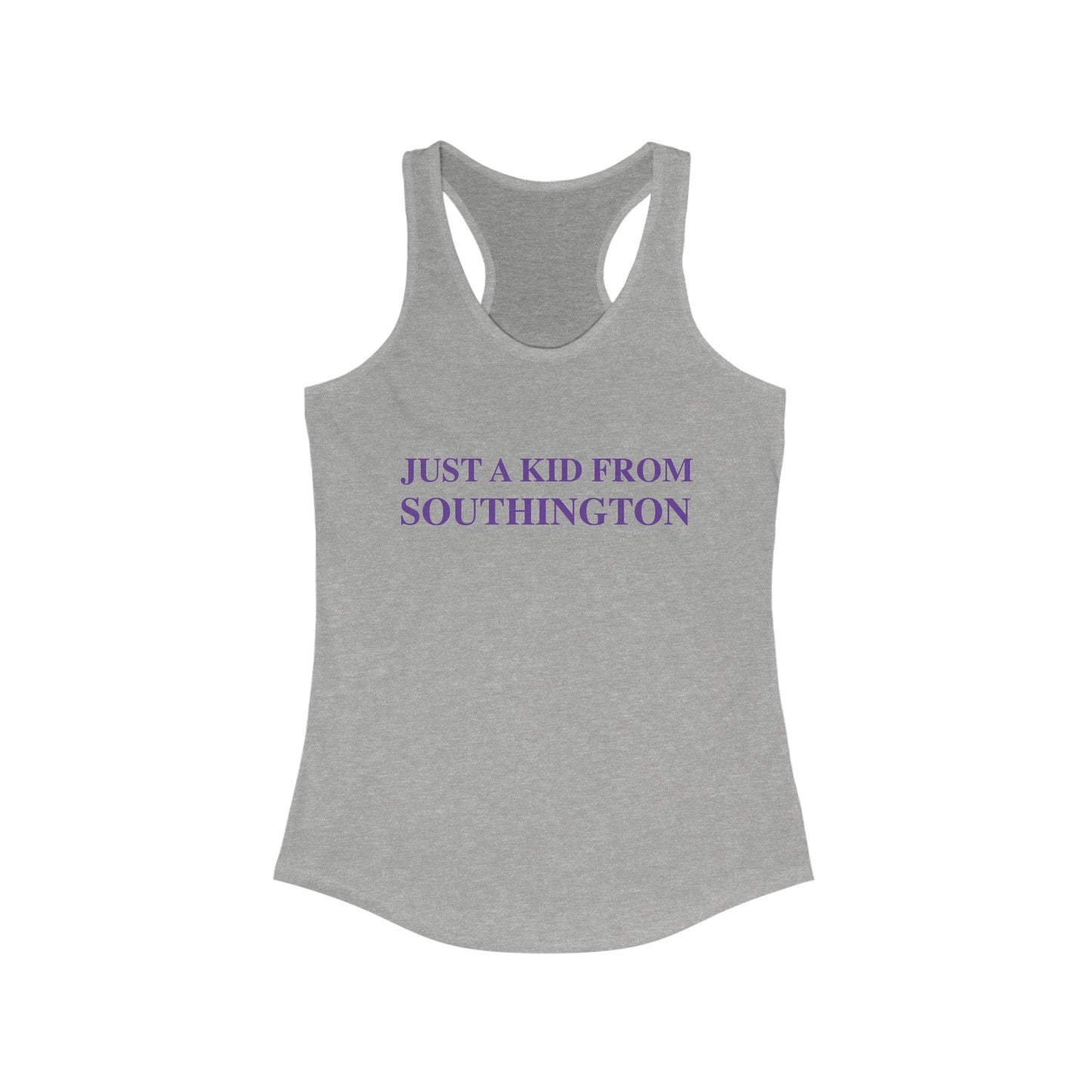 Just a kid from Southington Women's Ideal Racerback Tank