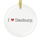 I Heart Danbury. Glass Ornaments