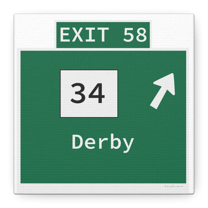 Vintage WCP Exit 58 Sign Matte Canvas, Stretched, 1.25"
