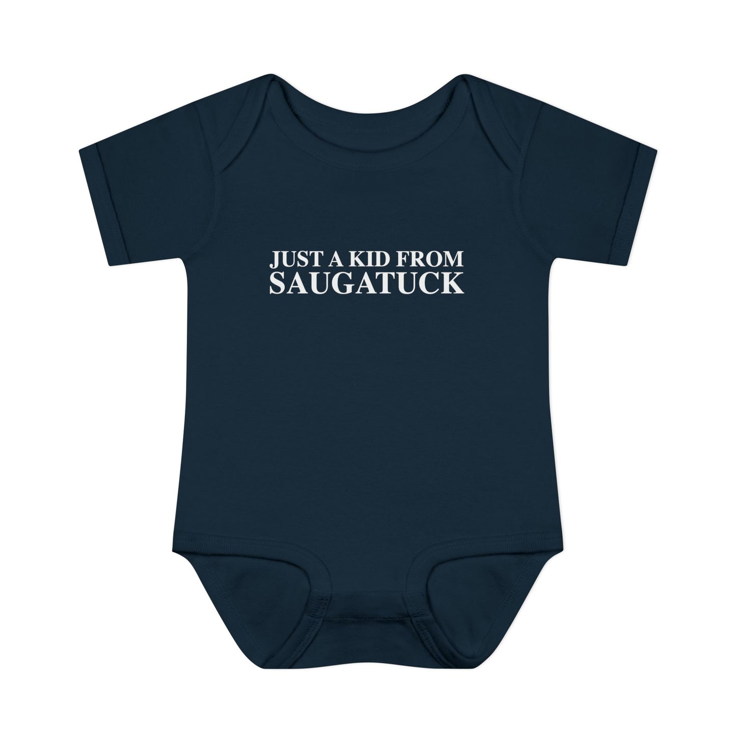 Just a kid from Saugatuck Infant Baby Rib Bodysuit