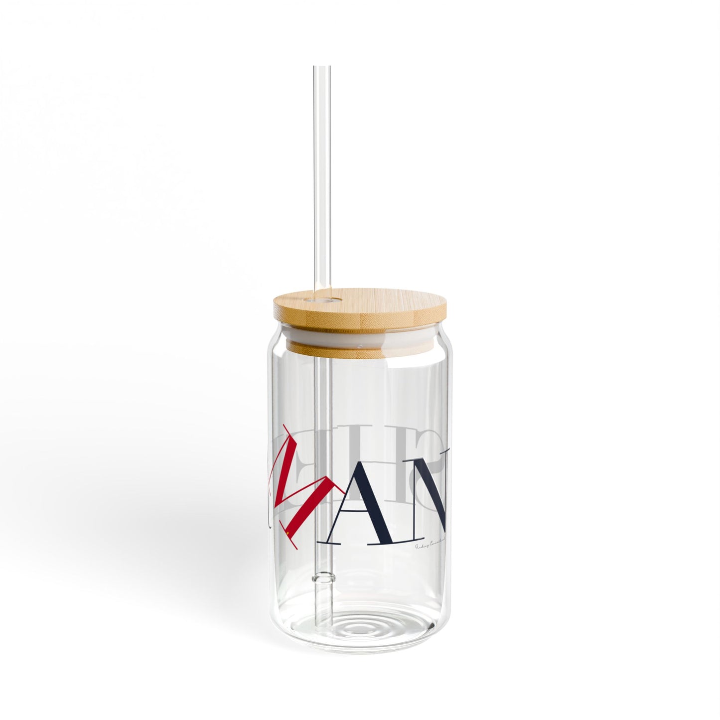 41 Tilt Sherman Glass Can with Straw and Lid, 16oz