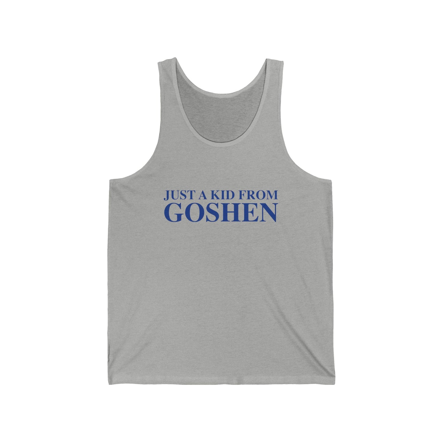 Just a kid from Goshen Unisex Jersey Tank Top