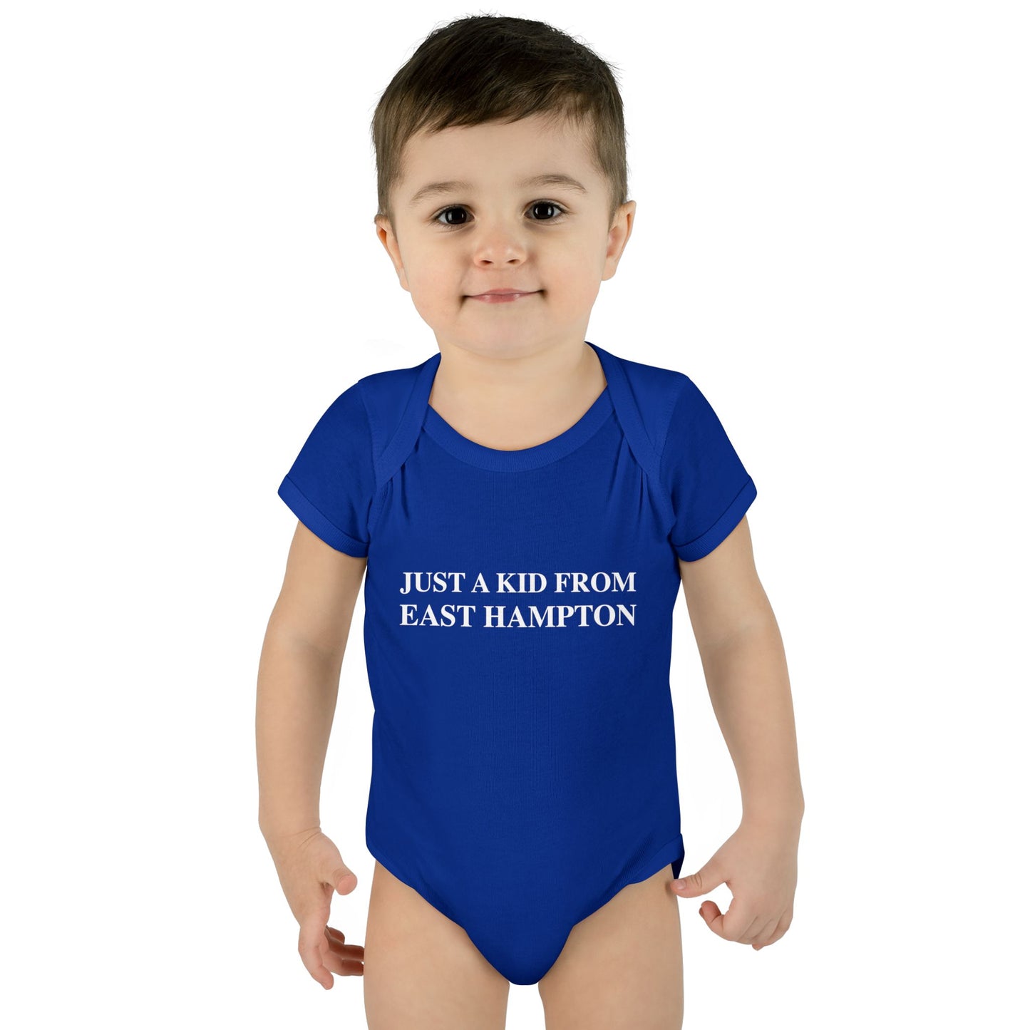 Just a kid from East Hampton Infant Baby Rib Bodysuit