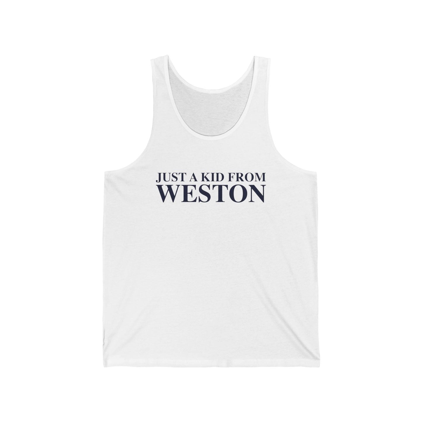 Just a kid from Weston Unisex Jersey Tank Top