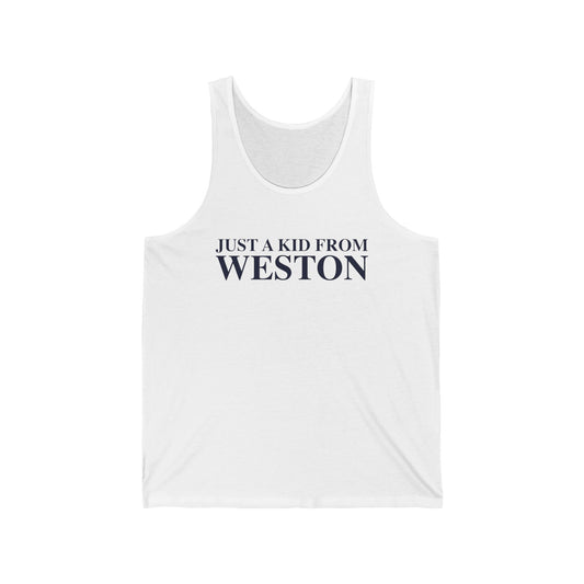 Just a kid from Weston Unisex Jersey Tank Top