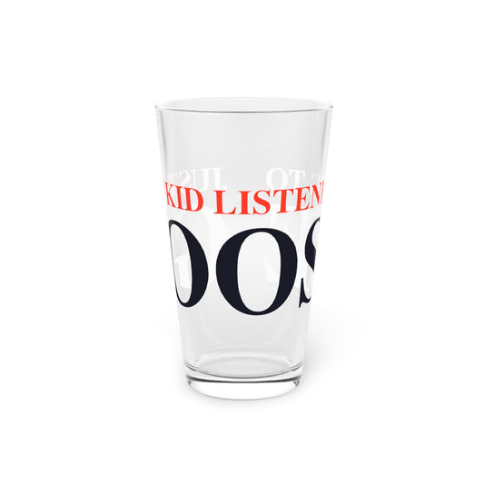 Just a kid listening to Goose - Blue & Orange Pint Glass, 16oz