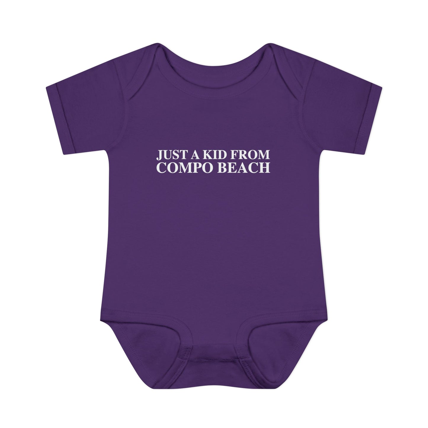 Just a kid from Compo Beach Infant Baby Rib Bodysuit