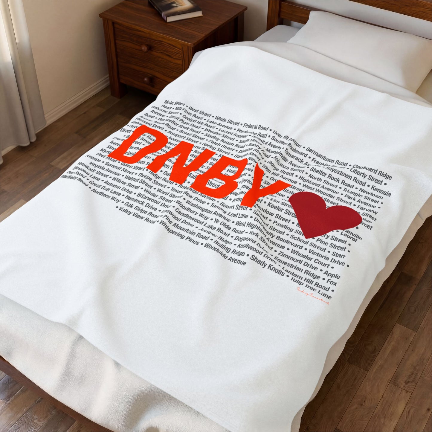 Danbury Love Velveteen Plush Blanket