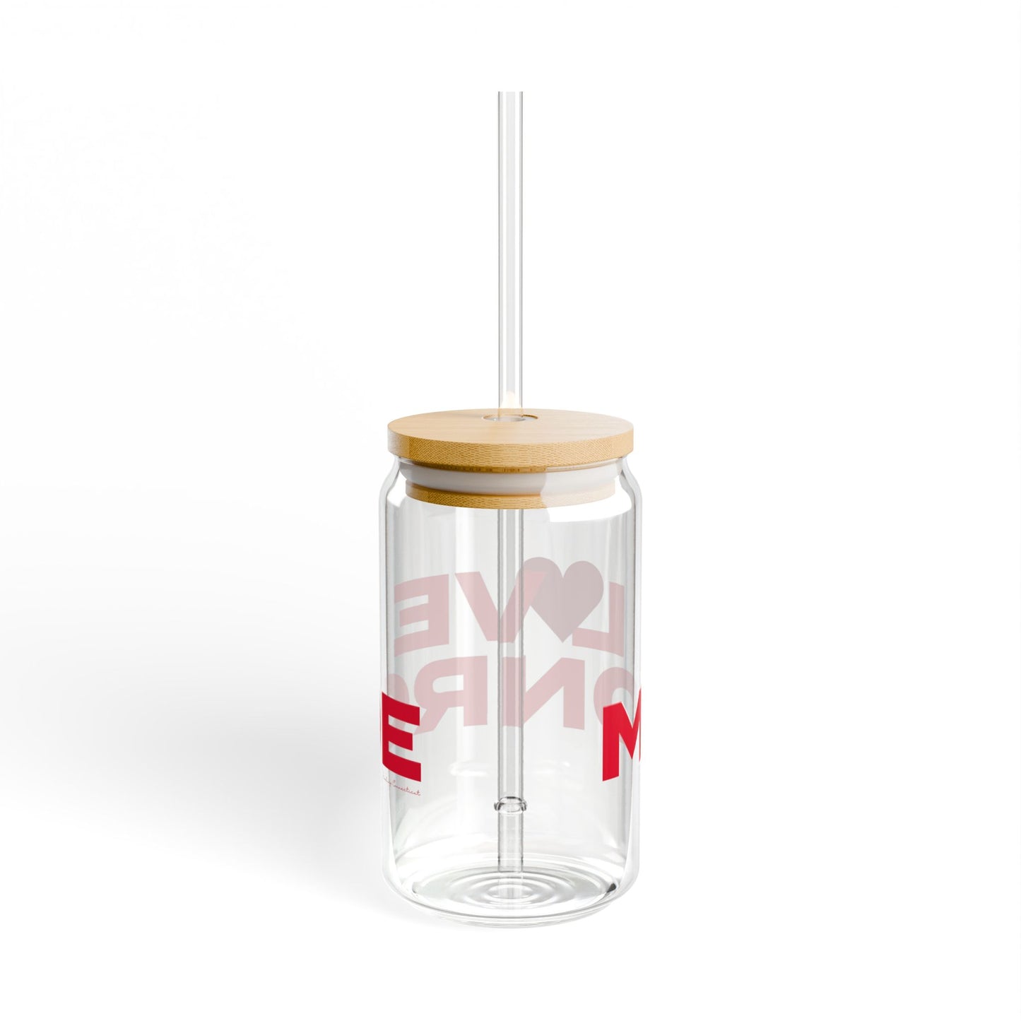 Love Monroe Glass Can with Straw and Lid, 16oz