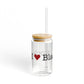 I Heart Black Rock. Glass Can with Straw and Lid, 16oz