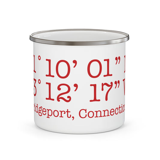 Bridgeport Coordinates Enamel Camping Mug