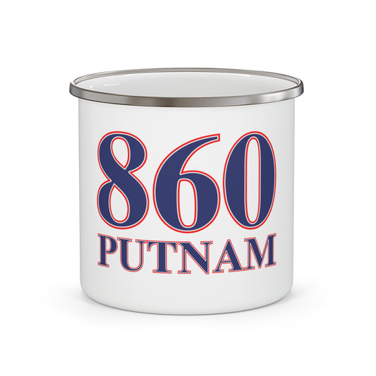 860 Putnam Red, White & Blue Enamel Camping Mug