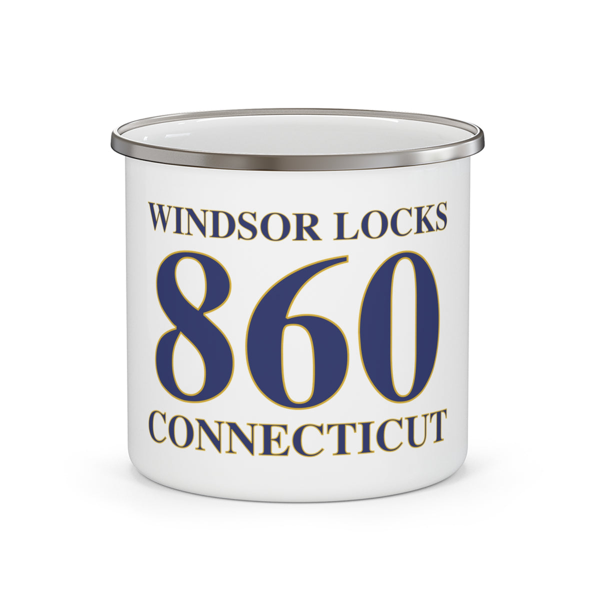 Windsor Locks 860 Connecticut Enamel Camping Mug