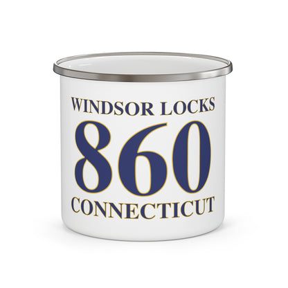 Windsor Locks 860 Connecticut Enamel Camping Mug