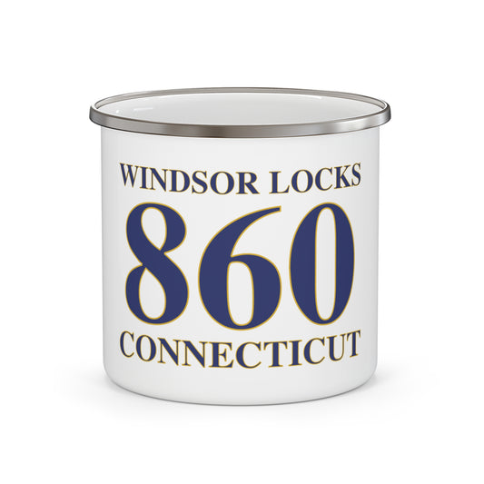 Windsor Locks 860 Connecticut Enamel Camping Mug