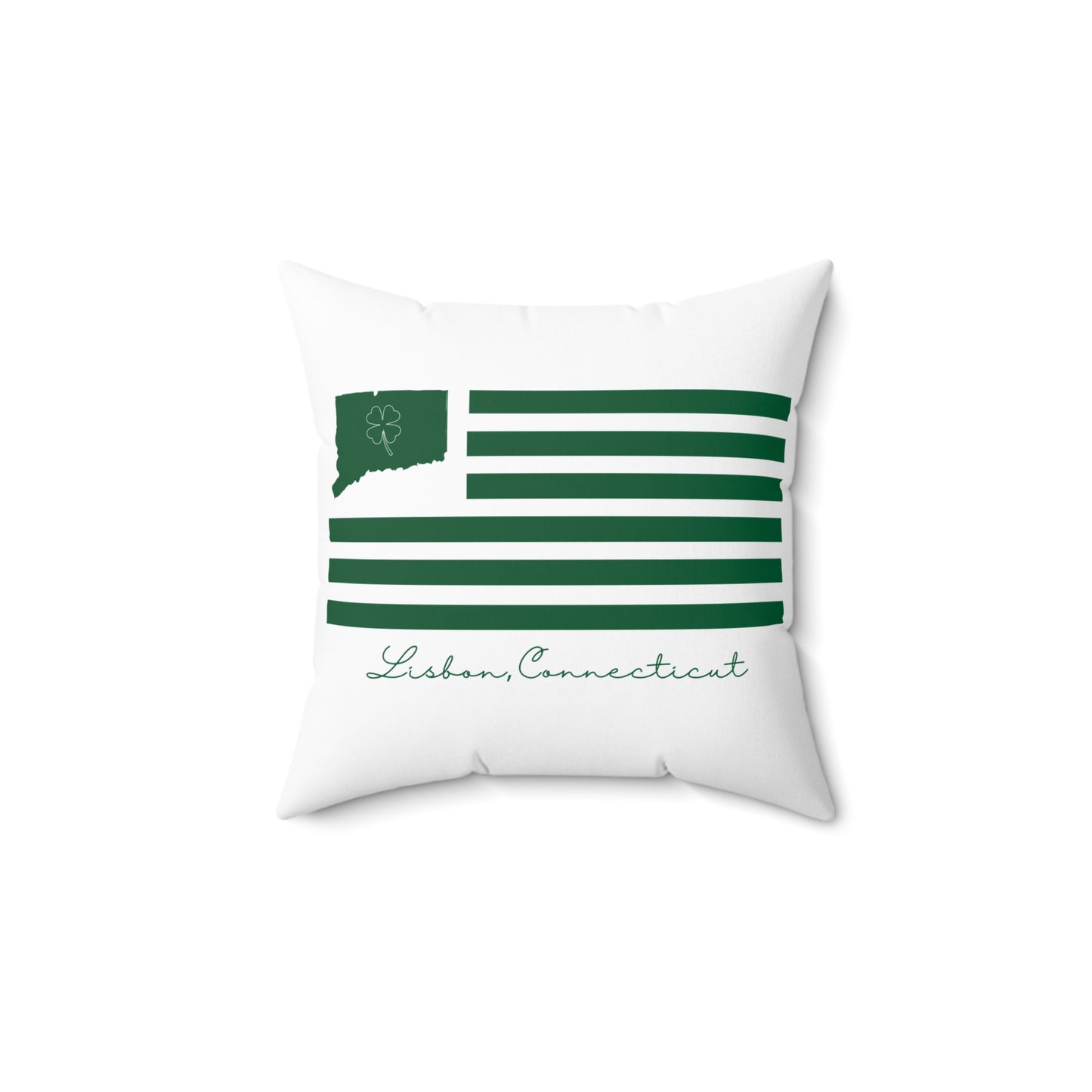 Lisbon Connecticut St. Patrick’s Day Flag Spun Polyester Square Pillow