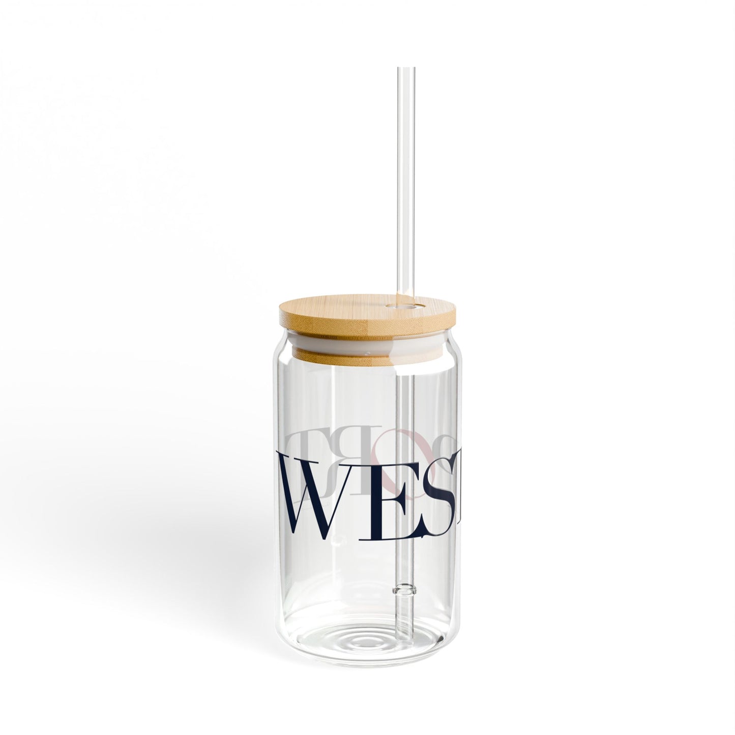 41 Tilt Westport Glass Can with Straw and Lid, 16oz