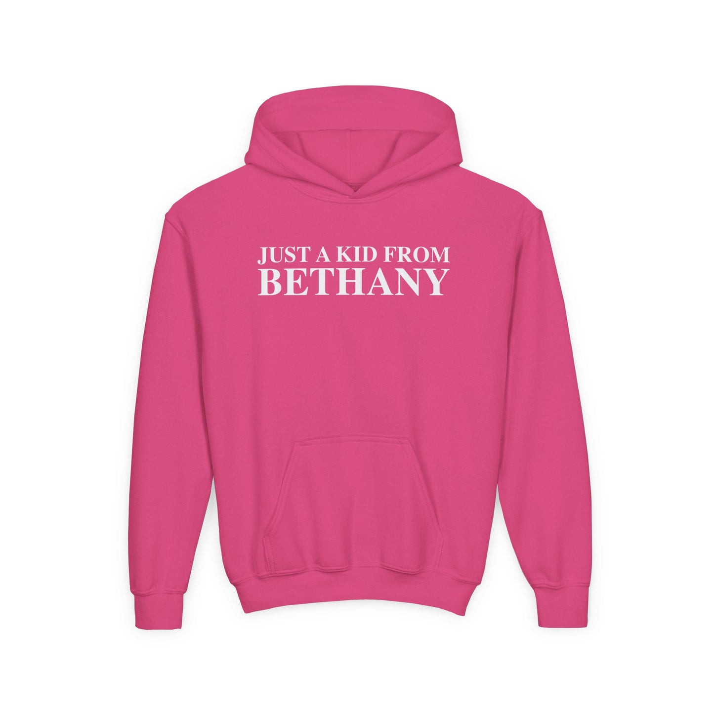 Just a kid from Bethany Youth Heavy Blend Hooded Sweatshirt