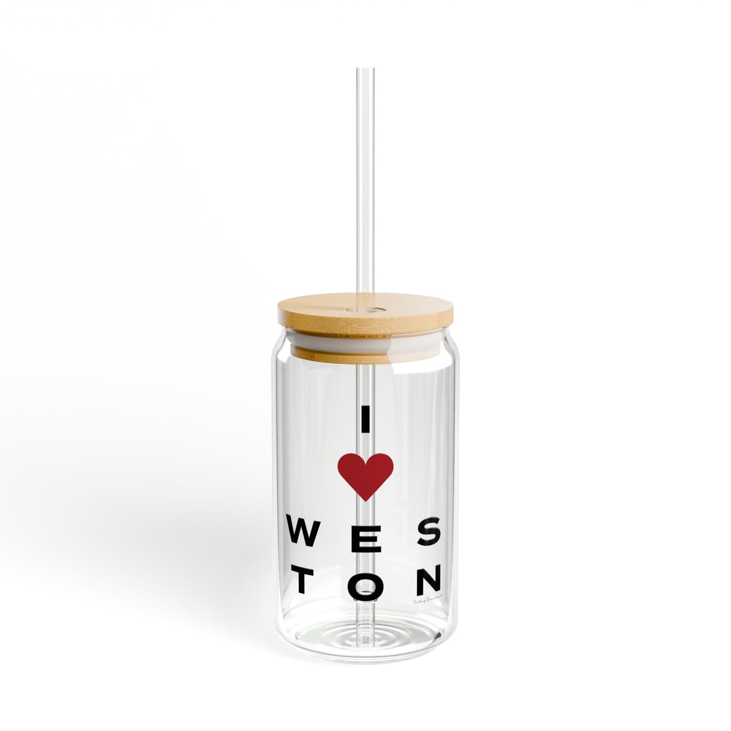 Weston Vision Glass Can with Straw and Lid, 16oz