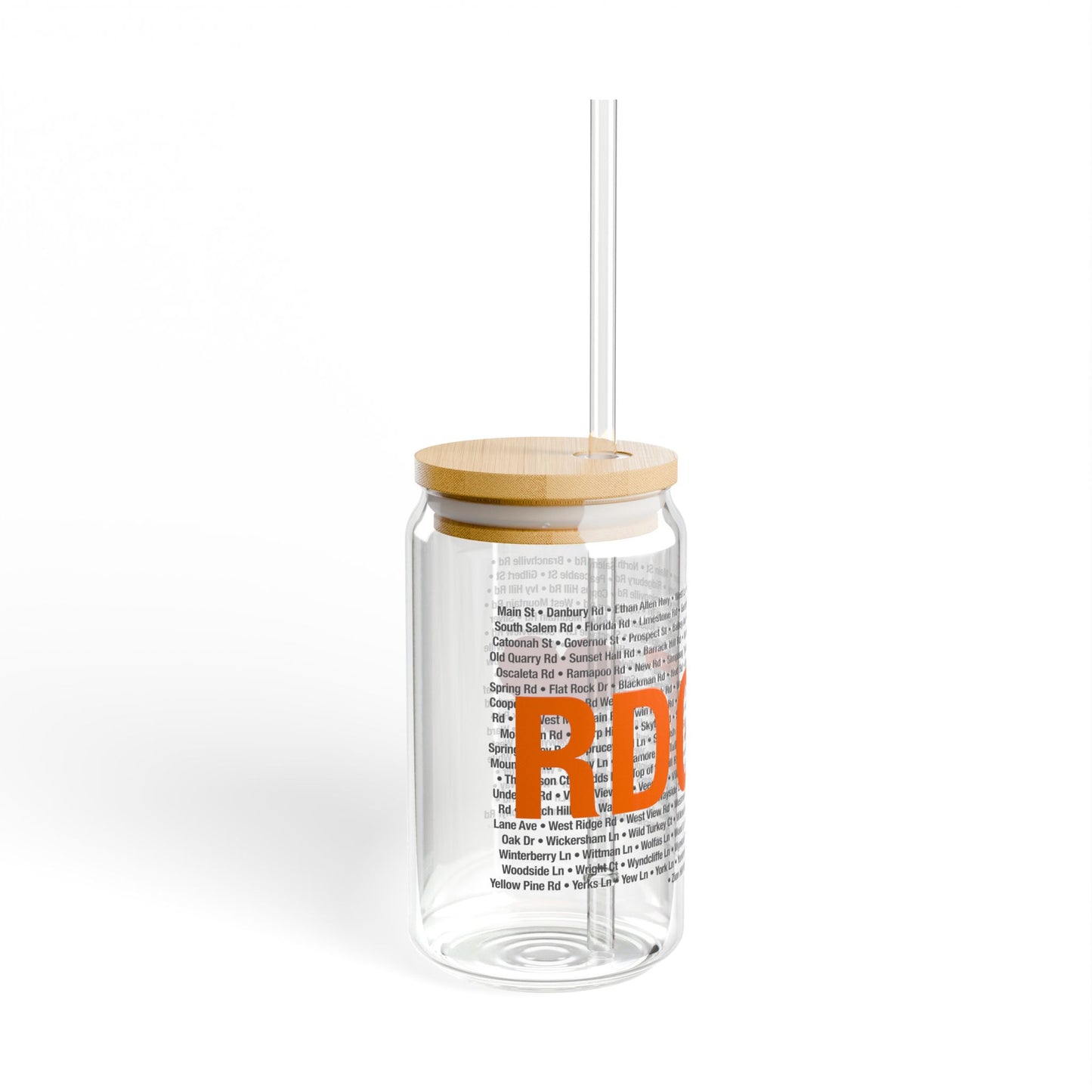 Ridgefield Love Glass Can with Straw and Lid, 16oz