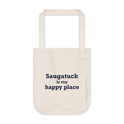 Saugatuck Is My Happy Place Organic Canvas Tote Bag