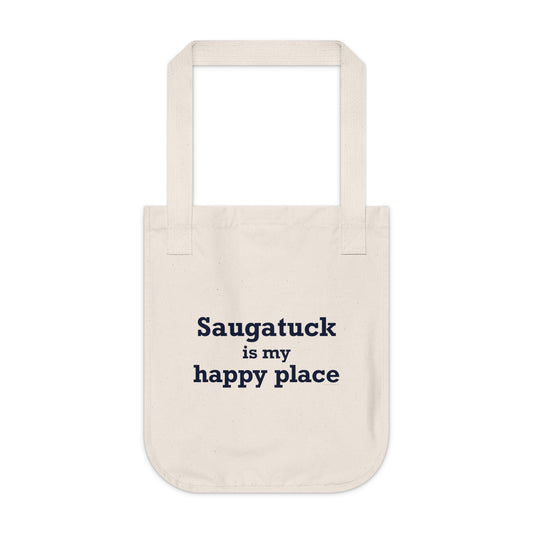 Saugatuck Is My Happy Place Organic Canvas Tote Bag