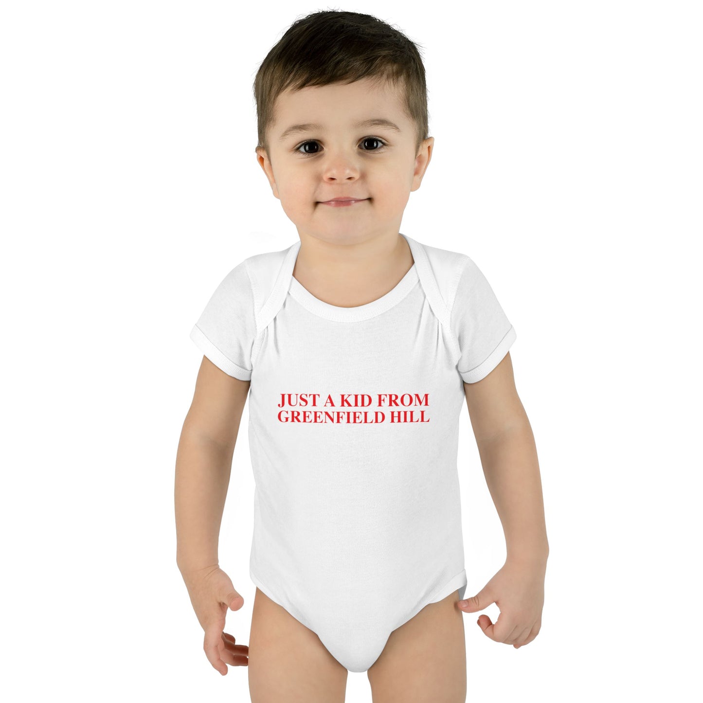 Just a kid from Greenfield Hill Infant Baby Rib Bodysuit