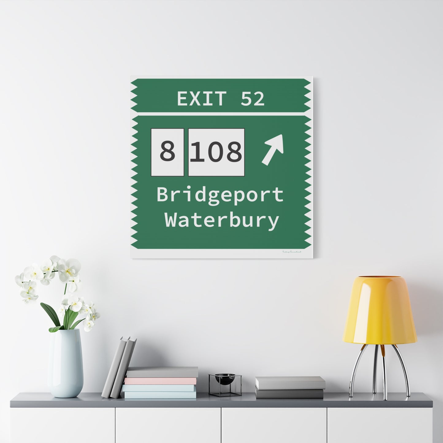 Vintage Merritt Parkway Exit 52 Sign Matte Canvas, Stretched, 1.25"