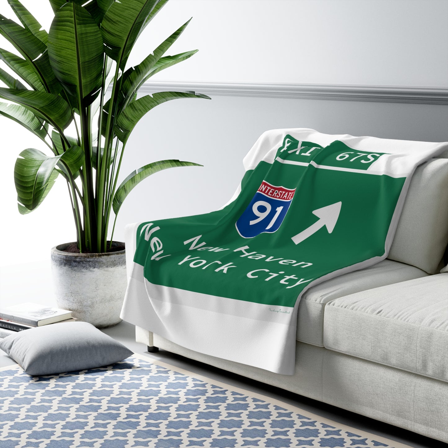 Vintage WCP Exit 67S Sign Sherpa Fleece Blanket