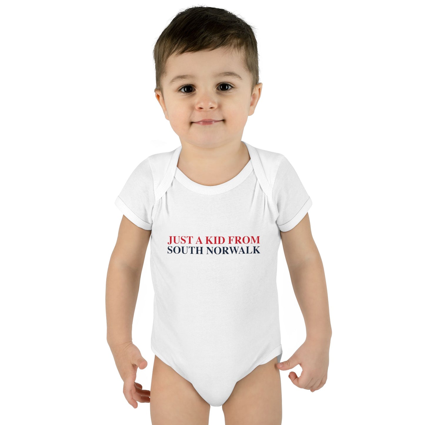 Just a kid from South Norwalk Infant Baby Rib Bodysuit