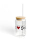 I Heart Southport. Glass Can with Straw and Lid, 16oz