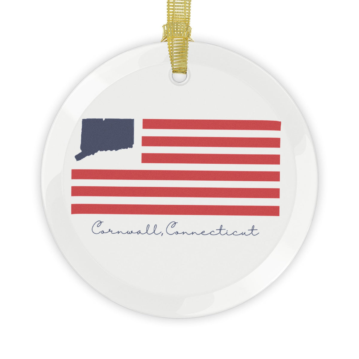 Cornwall Connecticut Flag Glass Ornaments