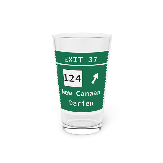 Vintage Merritt Parkway Exit 37 Sign Pint Glass, 16oz
