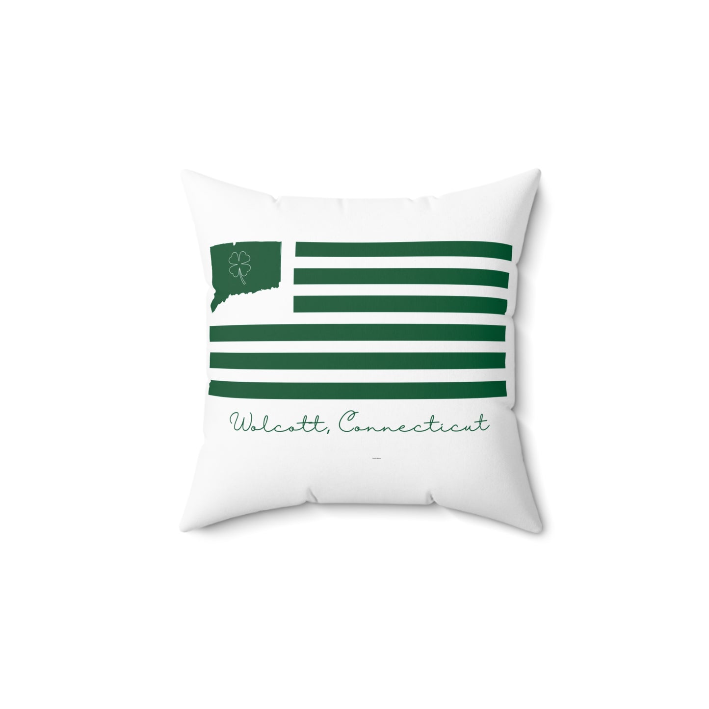 Wolcott Connecticut St. Patrick’s Day Flag Spun Polyester Square Pillow